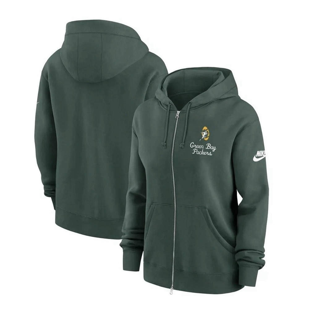 Green Bay‎ Packers Nike Phoenix Rewind Full-Zip Hoodie Women's Large Green NEW